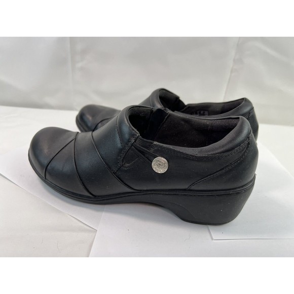 Clarks Channing Essa Womens Sz8.5 Black Leather Loafer Clog Comfort Slip On Shoe - Picture 4 of 8